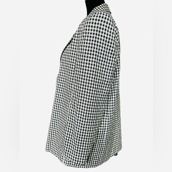 Retro Black White Checkered Blazer Metallic Gold Size Medium - Picture 4 of 7